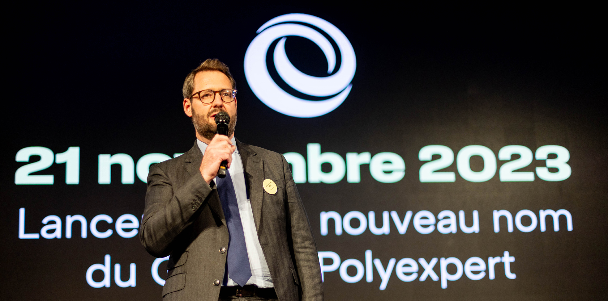 Photo d'Emmanuel Géli à la présentation de la nouvelle identité de Polyexpert au Pavillon Gabriel